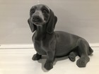 Grey Velveteen Sitting Daschund Ornament Dog Figurine Gift Present