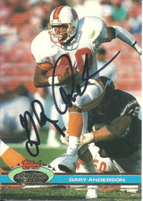 Gary Anderson Tampa Bay Buccaneers/ Arkansas  Personally Autographed Card