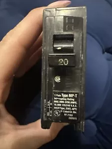 20 Murray Circuit Breaker 20 Amp MP120 Type MP-T 1 Pole 1PH 10kA@120/240V HACR - Picture 1 of 2