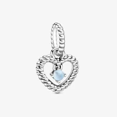 NEW Pandora MARCH Birthstone Heart Dangle Pendant Charm 798854C07 FREE SHIPPING - Image 1 of 2