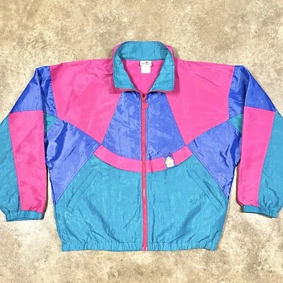 Cortavientos New Balance Fitness Systems Bloque de Color Cremallera Completa Años 80 De Colección Talla L Foto 1 de 4