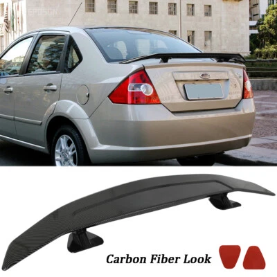 46" Rear Trunk Spoiler Racing GT Wing Carbon Fiber Look For Ford Fiesta Sedan - Image 1 of 4