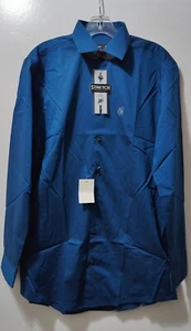J. Ferrar Men's Teal Chambray Semi Sheer Slim Dress Shirt Size M 15-15.5 32-33 - Picture 1 of 3