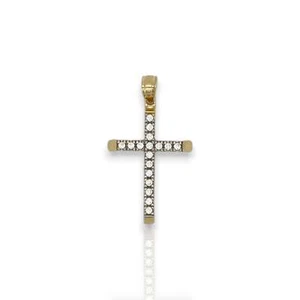 Cross Cz Pendant - 10k Yellow Gold - Picture 1 of 6
