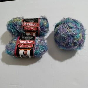 Bernat Eyelash Nouveau Yarn Lot of 3 Color Cool Nylon Blue Purple 5 Oz Total - Picture 1 of 6