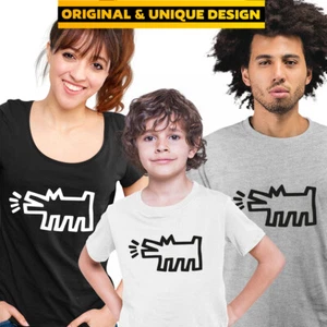 Barking Dog T Shirt Talking Heads Abstract Pop Art  One Line Drawing Kids Adult - Picture 1 of 28