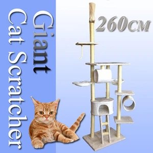 260cm Giant Cat Tree Scratching Post Scratcher Pole Condo Furniture Bed - Picture 1 of 5