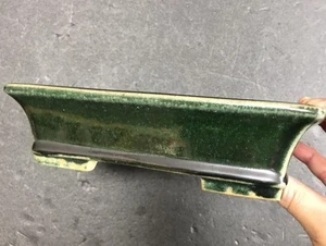 Japanese Bonsai pot Deep green glazed Rectangular shape Small W19cm SHIBAKATSU - Picture 1 of 7