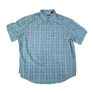 IZOD Mens 3XL Short Sleeve Shirt Blue/White Plaid Cotton Polyester * - Picture 1 of 9
