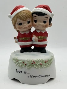 Vintage Schmid „Love Is“ „Wish You A Merry Christmas“ Spieluhr Figur 1970 - Bild 1 von 5