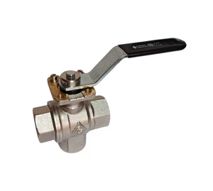 RB 3/4" Three Way T-Port Ball Valve DN20 PN16 CW617N Brass 3-Way Valve ISO 5211 - Picture 1 of 16