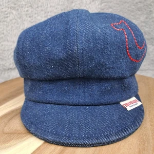 Cappello berretto True Religion ferro di cavallo logo newsboy blu denim scuro taglia unica donna - Foto 1 di 9