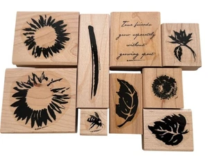 Stampin Up Rubber Stamp Set Definitely Decorative Serene Sunflower Bee Friends - Picture 1 of 16