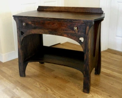 古董 Quartersawn 橡木写字台平房艺术与工艺 Luce Limbert Era — 第 1/4 张图片