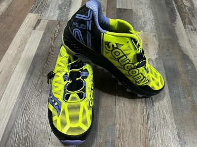 NUEVO Zapatos de Senderismo Saucony Everun Koa ST S10391-1 Para Mujer Talla 12 Citrón/Púrpura Foto 1 de 4