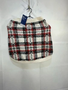 Old Navy Pet Size XL Ivory- Multicolored Cozy Plaid Sweater - Picture 1 of 24