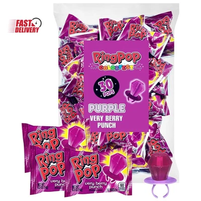 Purple Halloween Candy Lollipops, 30Ct Bulk Individually Wrapped in Very Berry P - Image 1 of 4
