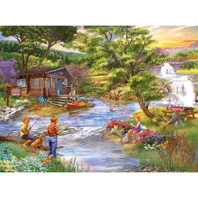 - Chris Bigelow - Fishing from The Banks - 1000 Piece Jigsaw Puzzle for Adults - Image 1 of 4