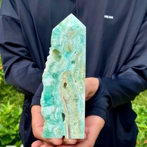 316G Natural Heteropolar blue texture stone crystal obelisk blue aragonit - Picture 1 of 14