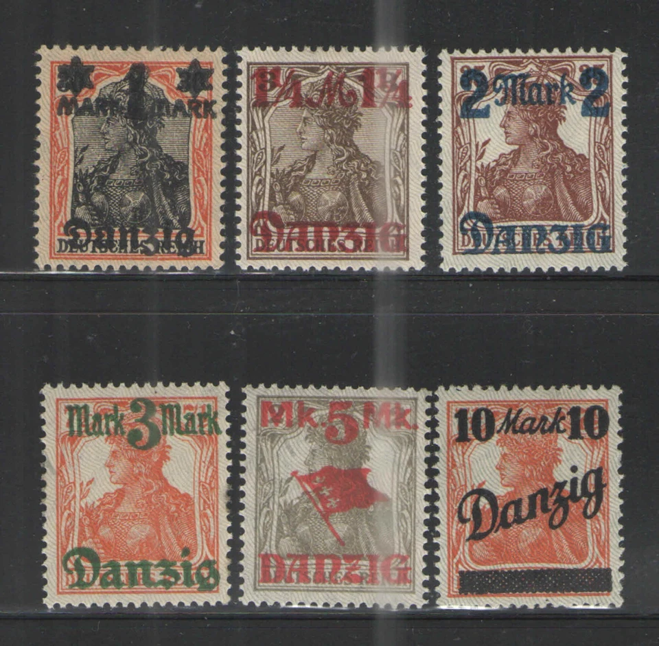 Alemania - Danzig 1920 Sc# 25-30 MNH/MH F - Emisiones sobreimpresas burelage gris Foto 1 de 1