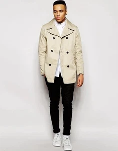 G-Star Raw Men’s Flamith Peacoat Jacket Beige Tan Size S Double Breasted Button - Picture 1 of 19