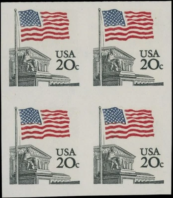 1981, USA FLAG OVER SUPREME COURT, 20C, IMPERFORATE BLOCK OF 4, NH, SC. #1894a - Image 1 of 2