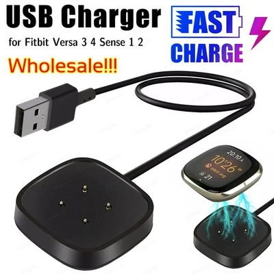 Lote de base de cargador inalámbrico rápido y cable USB para reloj inteligente Fitbit Versa 3/Sense Foto 1 de 4