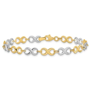 14K Solid Two Tone Gold Chain Bracelet - Picture 1 of 12