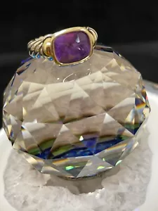 DAVID YURMAN 14/K SS AMETHYST NOBLESSE CABLE RING SIZE 7 - Picture 1 of 12