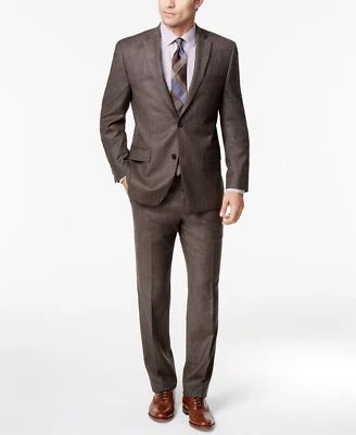 MICHAEL KORS Classic-Fit 100% Wool Chocolate Brown Birdseye Flannel Suit sz 41R - Image 1 of 4