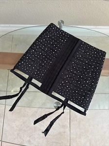 Oh La La Cheri Paris Bandage Skirt Style Black Garter Belt Rhinestone Size S - Picture 1 of 4
