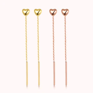 100% Oro Giallo 18K Orecchini Donna Nappa 18 Carati Love Heart Au750 - Foto 1 di 13