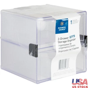 2-Drawer Storage Organizer Clear Plastic Small Item Containers Home Office Use - Picture 1 of 5