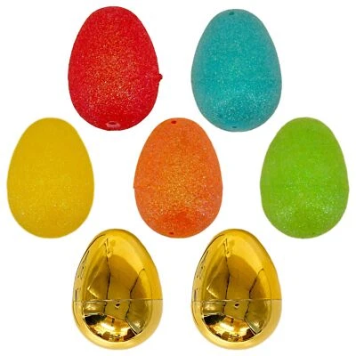 Glitter Plastic Easter Eggs (32 Pcs, Pastel and Gold, 2 in ea) Fillable Plastic - Image 1 of 4