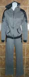 NWT 2pc Miss Me Charcoal Grey Bling/Studded Hoodie & Sweatpants Sz Sm $117 Y2K - Picture 1 of 8
