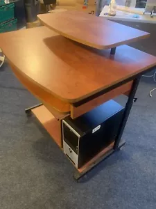 OFFICE Workstation Desk IT Computer Table 5 LEVEL 95cm OnWheels Study Desk BROWN - Picture 1 of 12