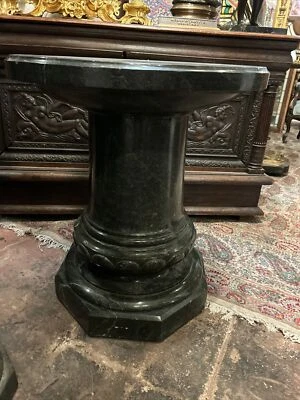 COLUMNA PEDESTAL TALLADA A MANO GRANITO VERDE ANTIGUO SIGLO XIX   Foto 1 de 4