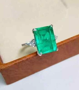925 Solid Sterling Silver Emerald Handmade Ring Gift For Free Ship - Picture 1 of 3