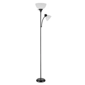 Delilah 72 Inch Black Torchiere Floor Lamp with Adjustable Reading Light - Picture 1 of 9