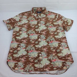 Polo Ralph Lauren Mens SS Button Down Hawaiian Shirt All Over Print XL Cotton - Picture 1 of 8