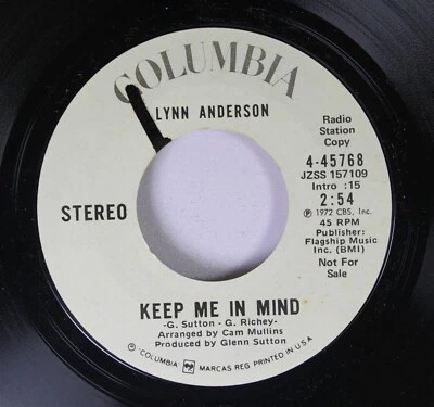 Country Promo NM! 45 Lynn Anderson Keep Me In Mind / Keep Me In Mind on Columbia - Image 1 of 2