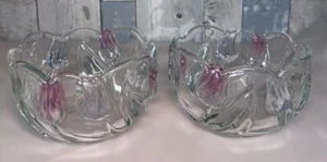 Mikasa Trivoli Pink Tulip Clear Crystal 2 Glass  5” Bowls - Picture 1 of 9