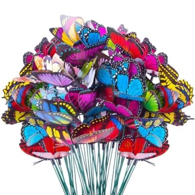  50 piezas Decoraciones de jardín de mariposas, mariposa de plástico multicolor de 11,5 pulgadas Foto 1 de 4