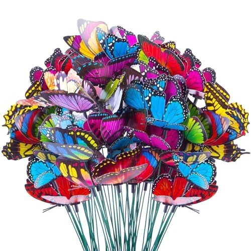 Butterfly Stakes 50pcs 11.5inch Garden Ornaments Waterproof Dec Seeds & Plants