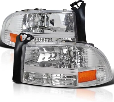 Faros transparentes cromados diestros+derechos para Dodge Dakota Durango 1997-2004 2 un. Foto 1 de 4