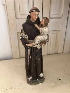 Hl.Antonius von Padua, alte Heiligenfigur, Shabby, Brocante, Landhaus - Bild 1 von 11