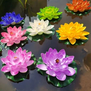 12 Stck. 4 Zoll Schwimmschaum Lotus Blumen Künstliche Teichpflanzen mit Lilienpads USA - Bild 1 von 10