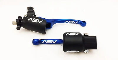 ASV F3 Front Brake Clutch Perch Levers Blue Dust Covers YZ85 YZ125 YZ250 - Image 1 of 4