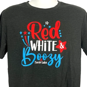 Red White & Boozy Torch Lake MI Banana Republic T-Shirt size Large Mens Premium - Picture 1 of 4