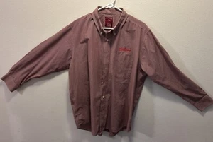 Budweiser Long Sleeve Pink/maroon Shirt XL Button Up Embroidered 100% Cotton - Picture 1 of 4